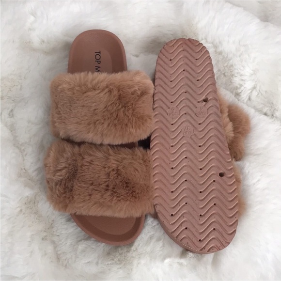 Top Moda faux mink fur size 6 slide sandal - Picture 8 of 13